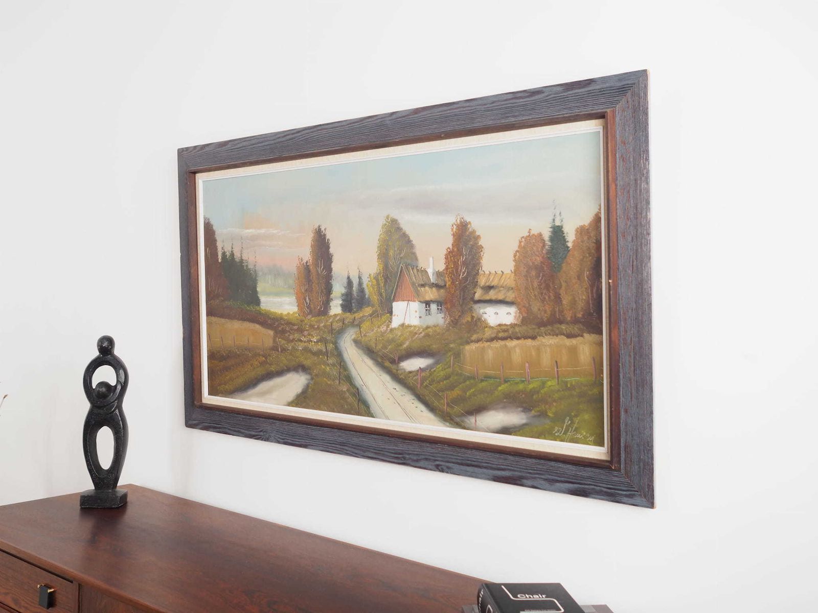 photo vintage Schilderij „The Farmhouse On The Side", Scandinavian Design, Jaren 1970