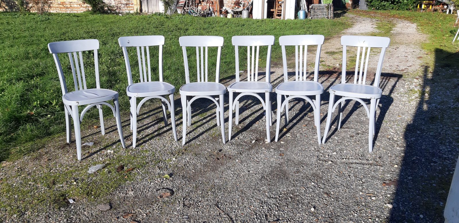 6 Thonet Bistro Chairs In Ceruse Wood Old Gray