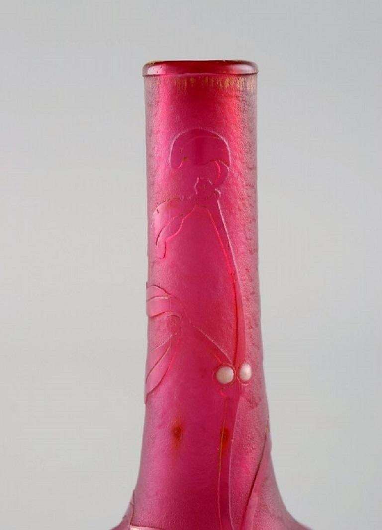 Daum Nancy France Art Nouveau Vase In Pink Mouth Blown Art Glass photo 826.0