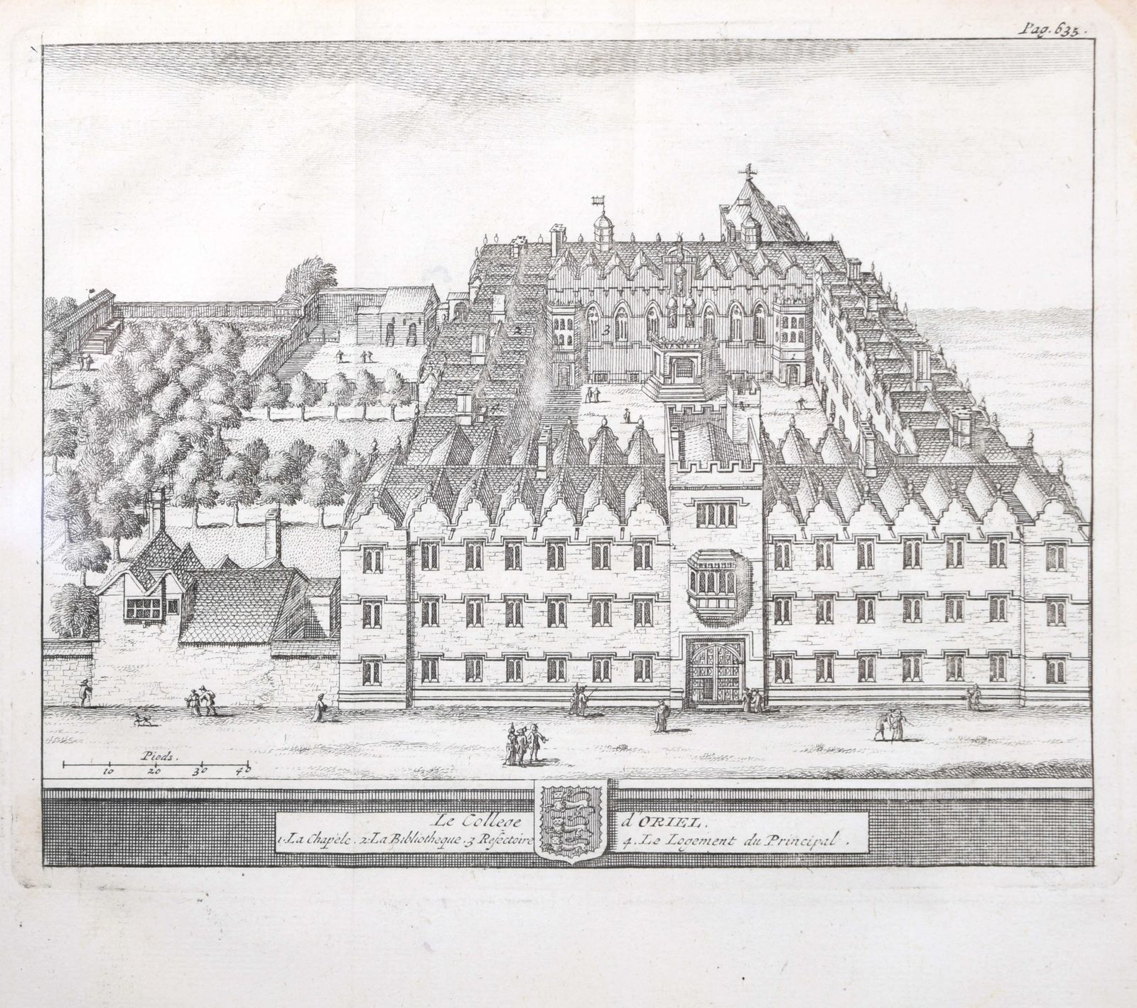 Oriel College Oxford Engraving By Pieter Van Der Aa After David Loggan photo for sale