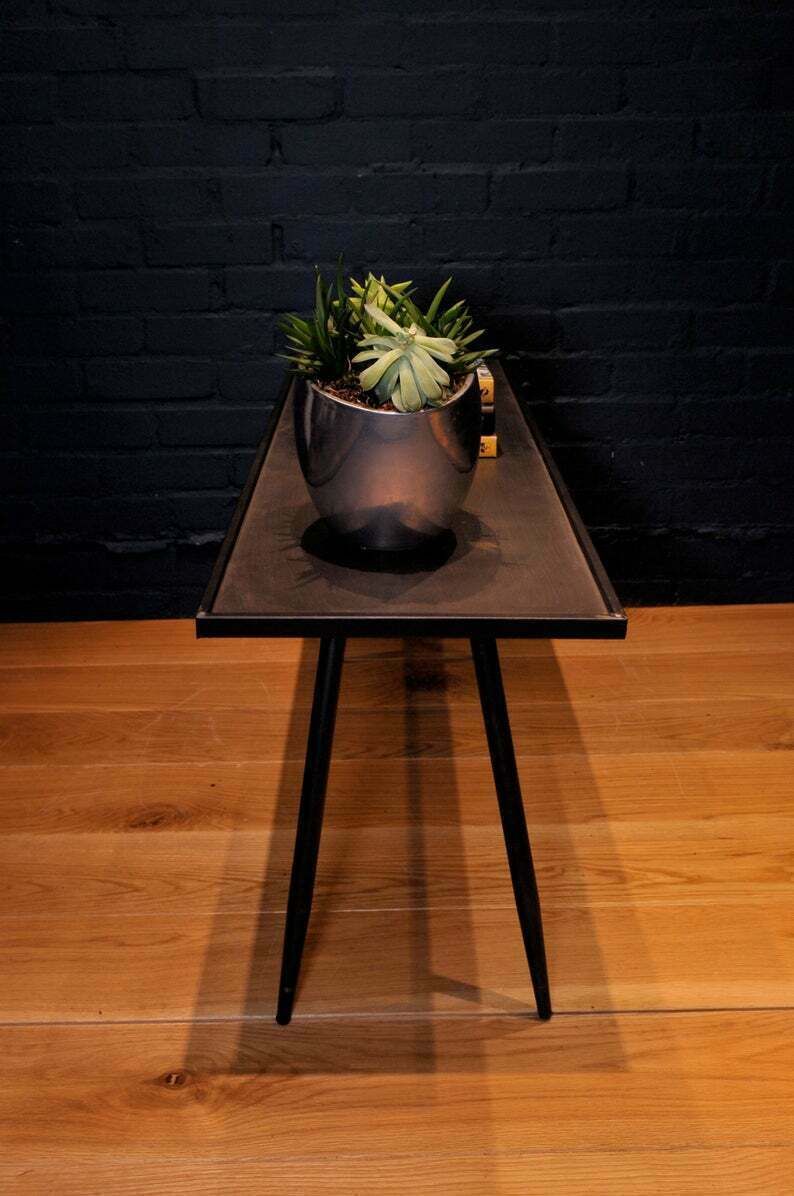 A Pair Of Industrial Coffee Tables Charcoal, Galvanised Metal Frame In A Brutalist Style. Ol photo furniture