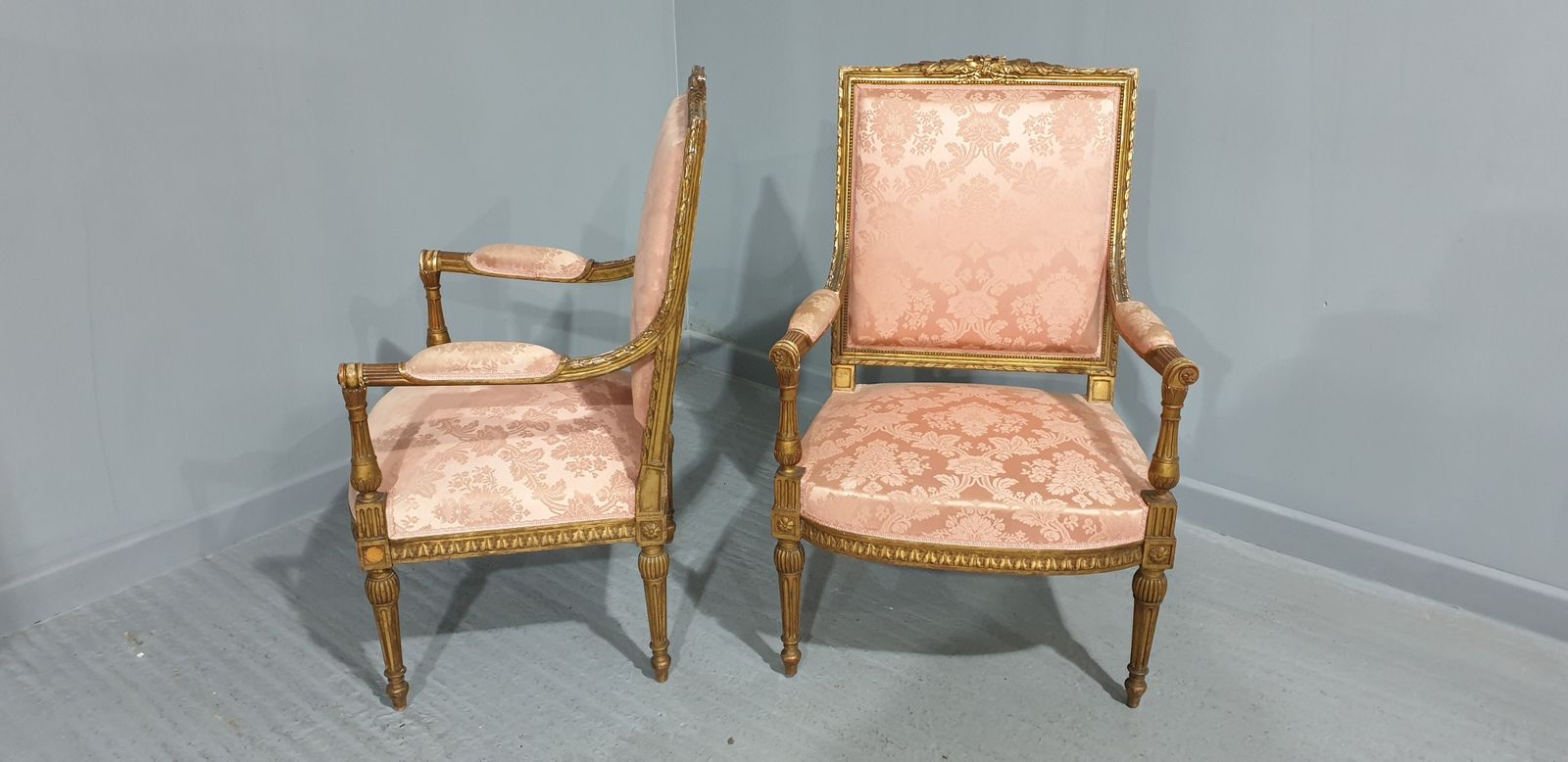 Superb Pair French Gilt Fauteuils Chairs photo vinterior