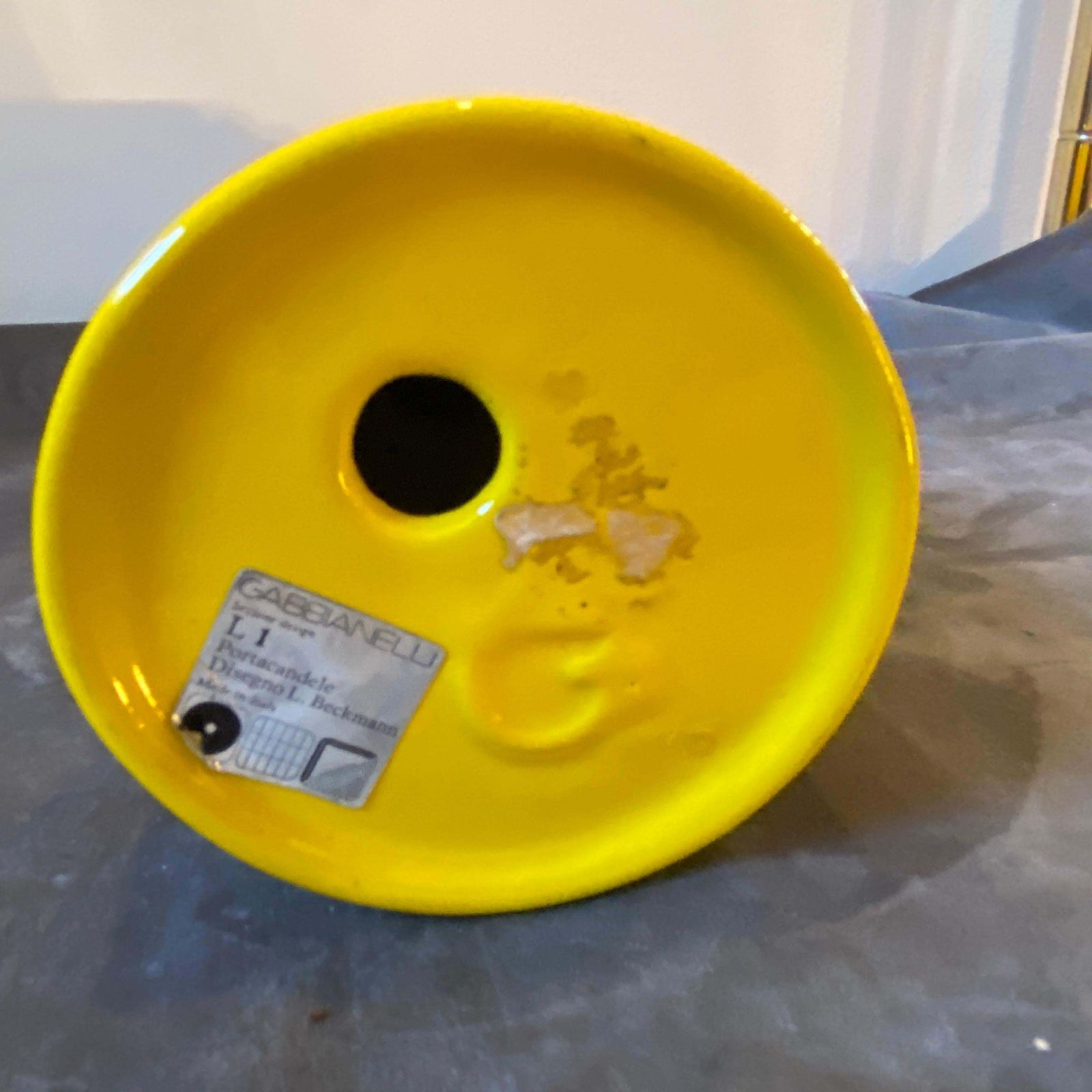 1970s Space Age Yellow Vetrochina Italian Candle Holder By Gabbianelli photo vinterior