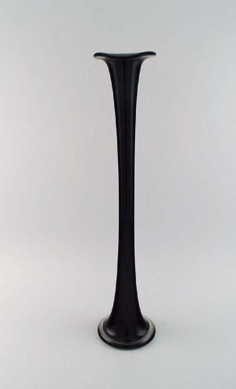 Colossal Murano Floor Vase In Black Mouth Blown Art Glass, Italian Design, 1980s photo for sale