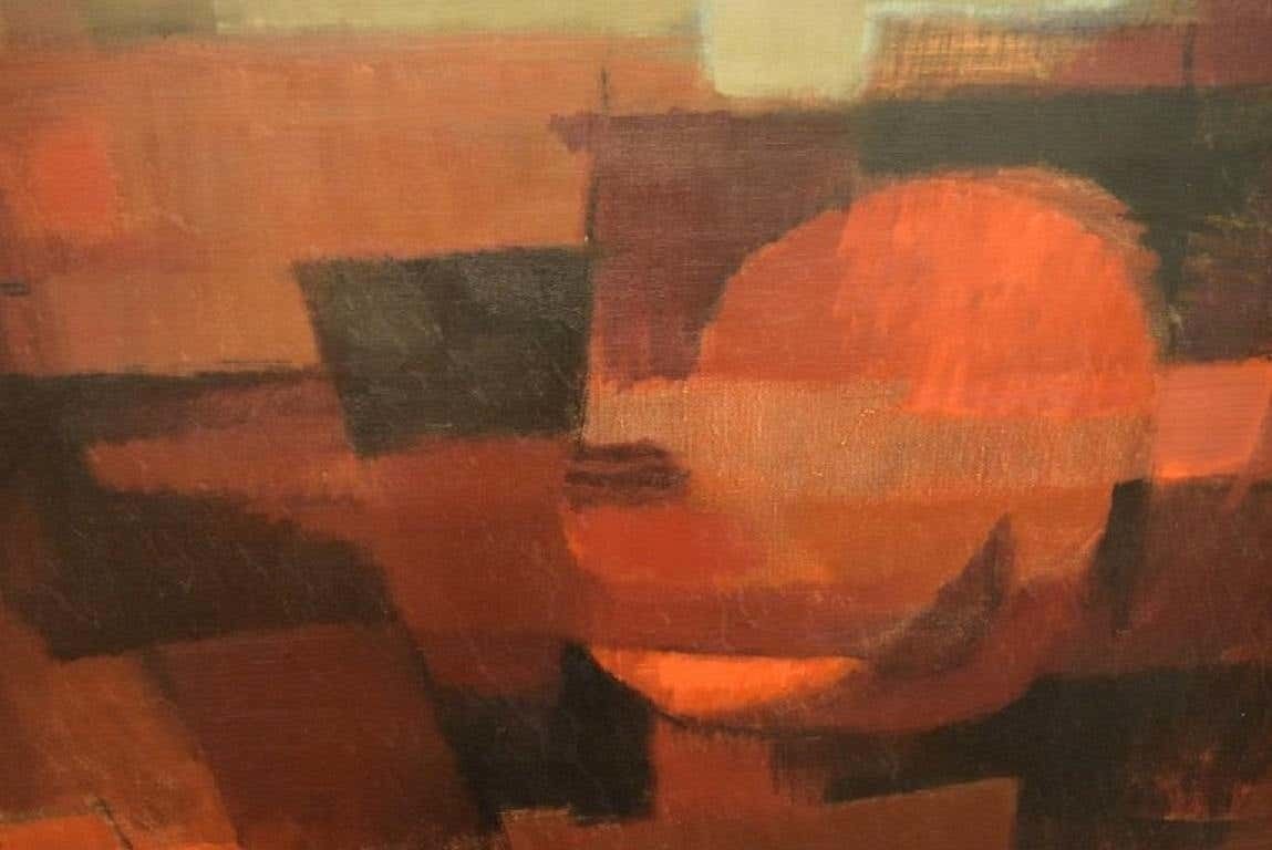 Helge Ernst '1916 1991', Oil On Canvas, Abstract Composition, 1970s photo Art
