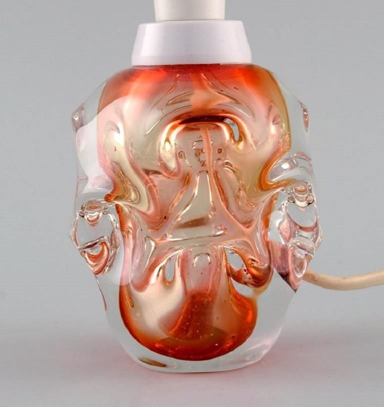 Scandinavian Glass Artist Two Table Lamps In Mouth Blown Art Glass  Mid 20th C photo Lighting