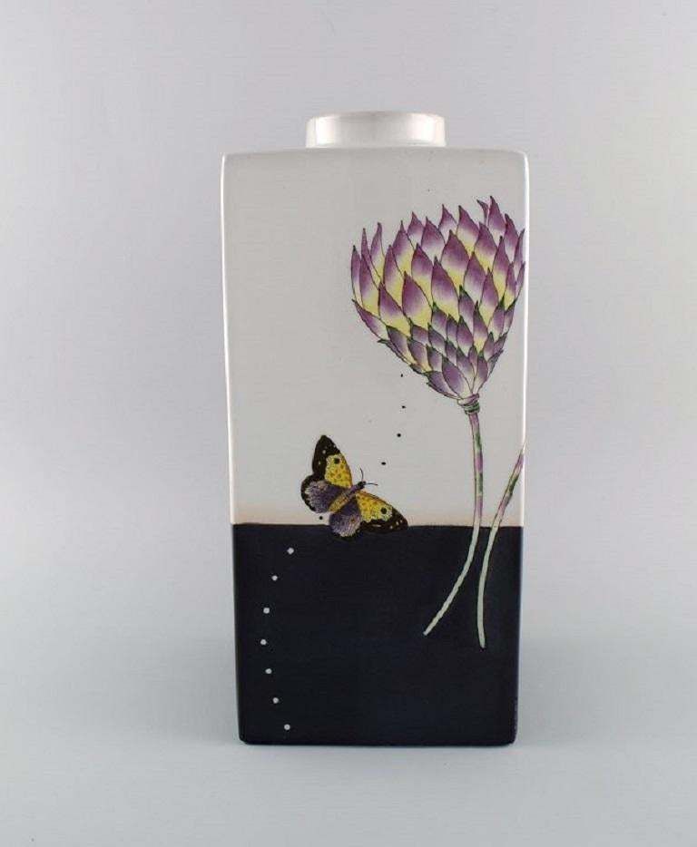 Fabienne Jouvin  Paris Unique Vase In Glazed Ceramics With Hand Painted Flowers photo furniture