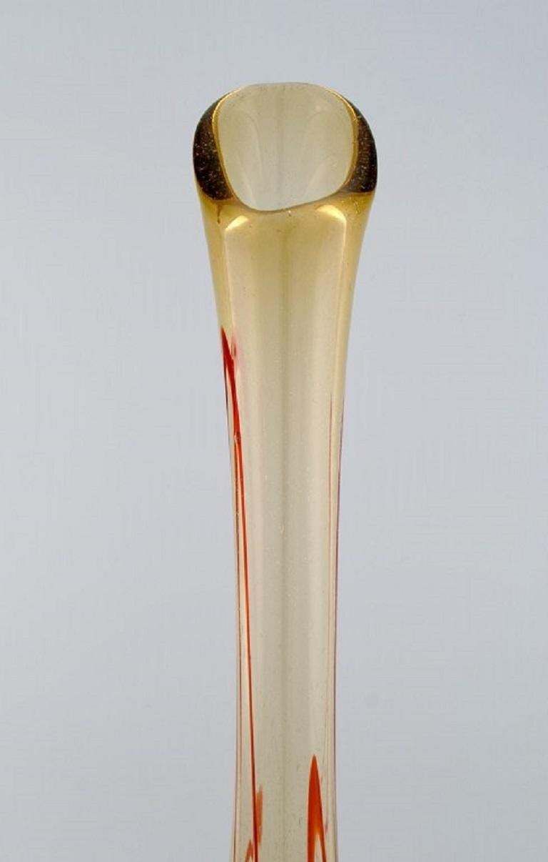 Large Murano Floor Vase In Smoky And Red Mouth Blown Art Glass photo 1157.0