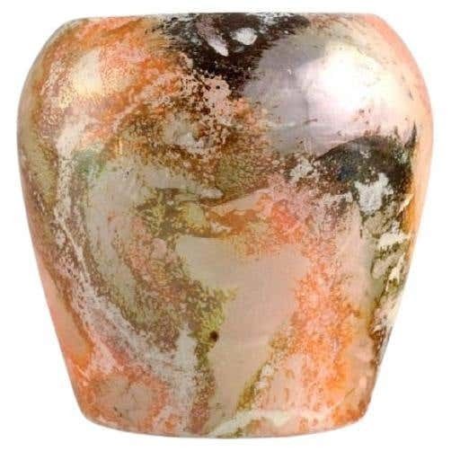 Arabia, Finland, Art Deco Vase In Glazed Faience, Beautiful Marbled Glaze
