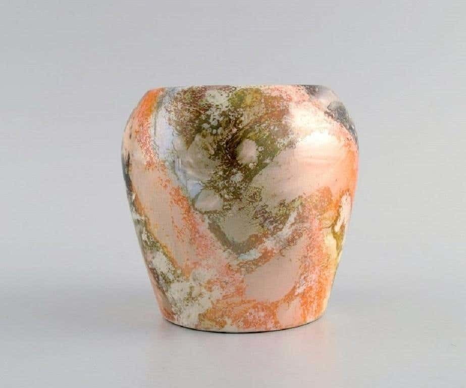 Arabia, Finland, Art Deco Vase In Glazed Faience, Beautiful Marbled Glaze photo furniture