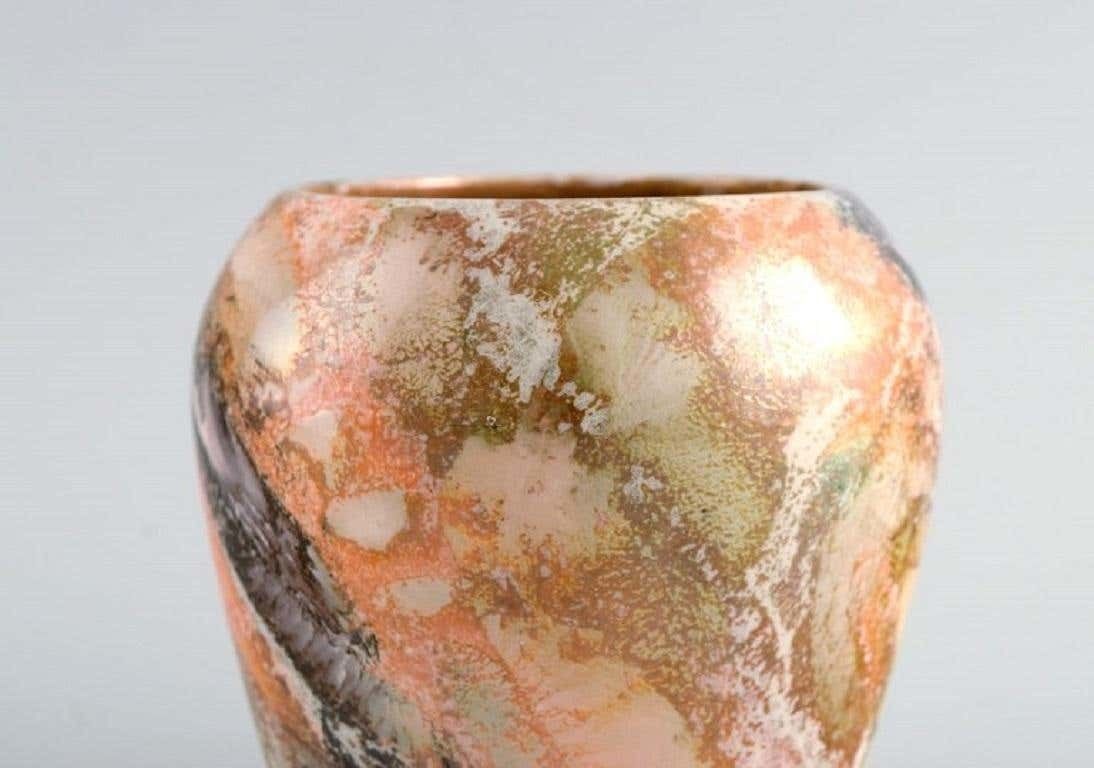 Arabia, Finland, Art Deco Vase In Glazed Faience, Beautiful Marbled Glaze photo 231.0