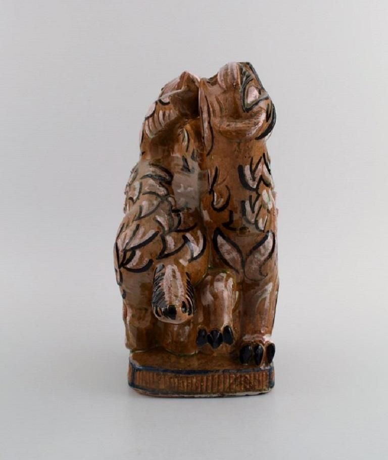 Helge Christoffersen, Denmark, Unique Figure In Stoneware, Cats photo Art