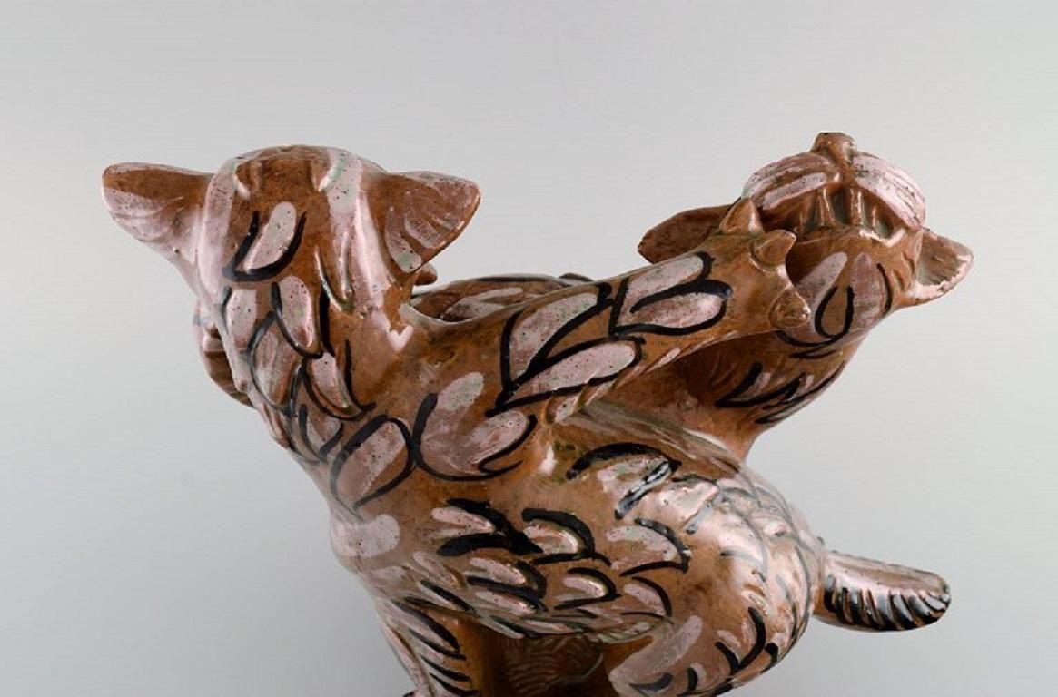 Helge Christoffersen, Denmark, Unique Figure In Stoneware, Cats photo vinterior