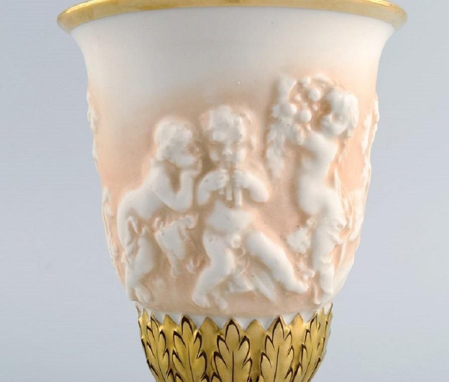 Capodimonte Italy Antique Porcelain Vase With Putti In Relief Early 20th C photo for sale