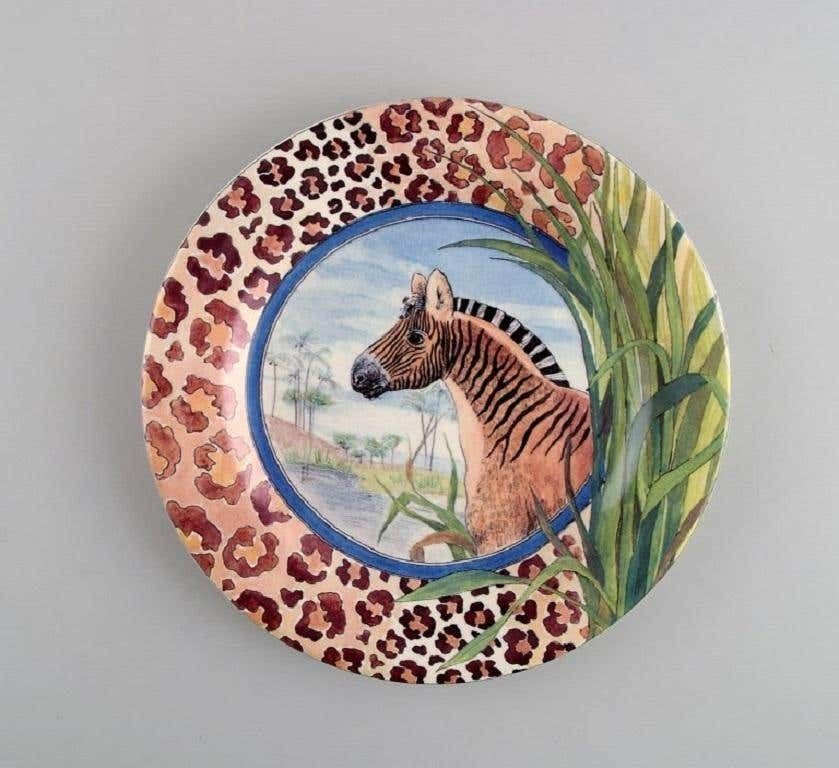 Gien, France, Two Savane Porcelain Plates With Hand Painted Zebras photo furniture