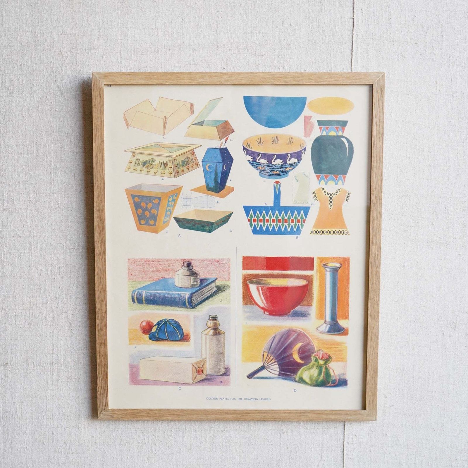 Framed Educational Print, Mid 20th Century