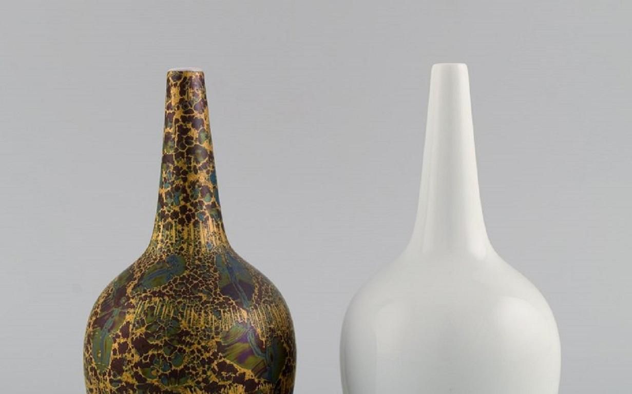 Two Rosenthal Porcelain Vases, Beautiful Marbled Gold Decoration, 1980s photo Home Decor