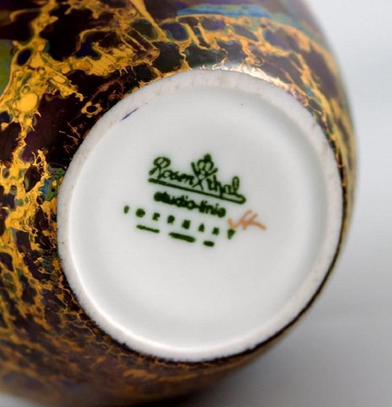 Two Rosenthal Porcelain Vases, Beautiful Marbled Gold Decoration, 1980s photo vinterior