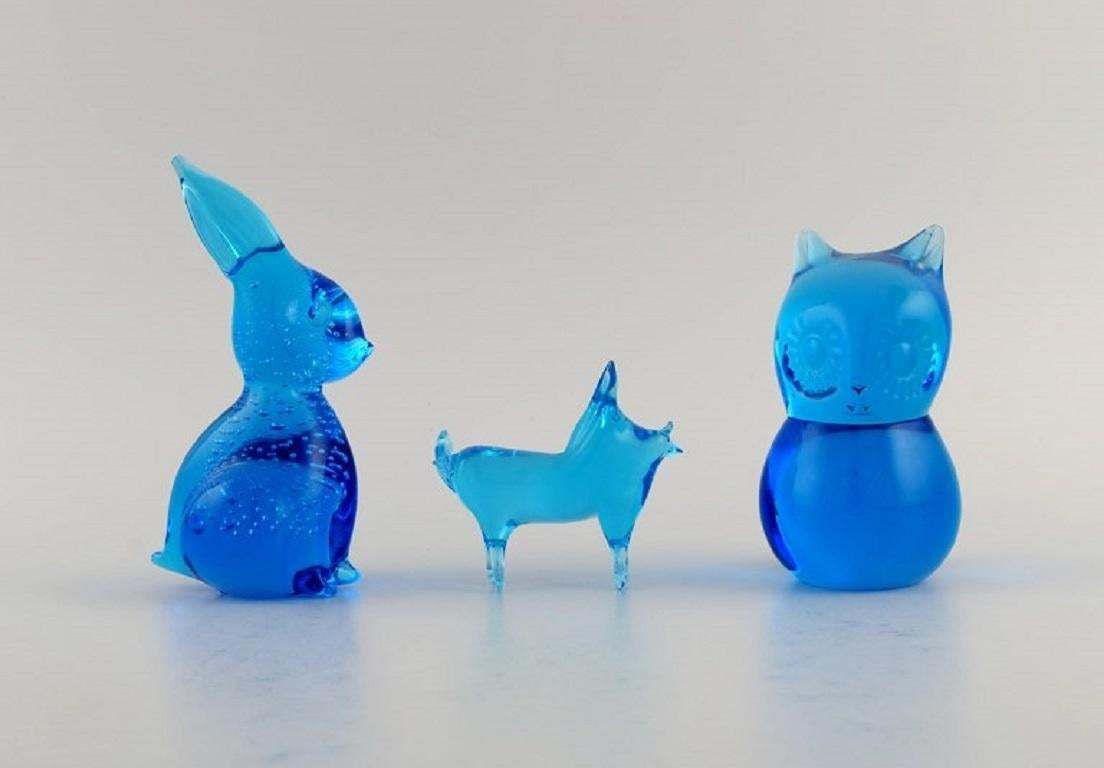 Ronneby, Sweden, Three Figures In Blue Mouth Blown Art Glass, 1970s photo furniture