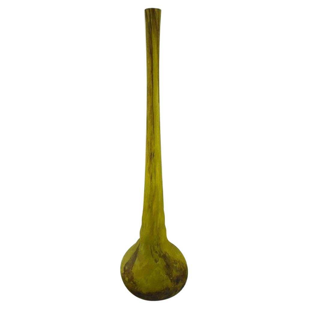 Daum Nancy, France, Colossal Art Nouveau Floor Vase In Green Matte Art Glass
