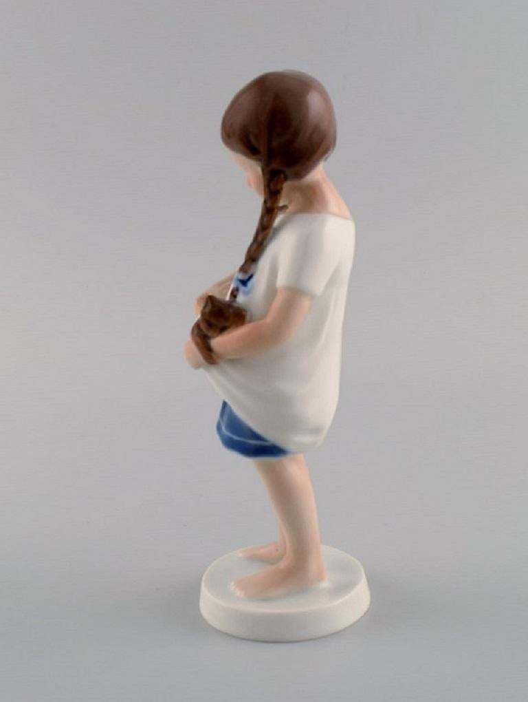 Bing & Grøndahl Porcelain Figure, Girl With A Cat, 1970s photo Home Decor