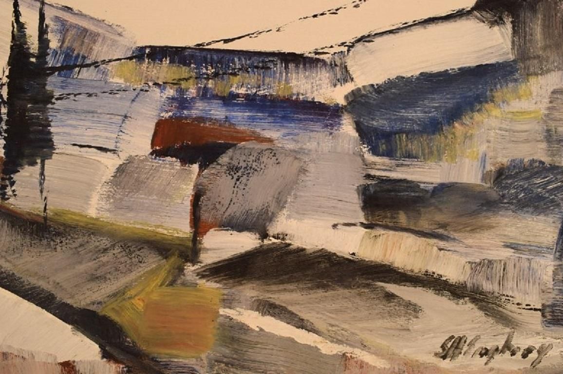 Sven H. Engberg, Listed Swedish Artist, Oil On Canvas, Modernist Landscape photo Art