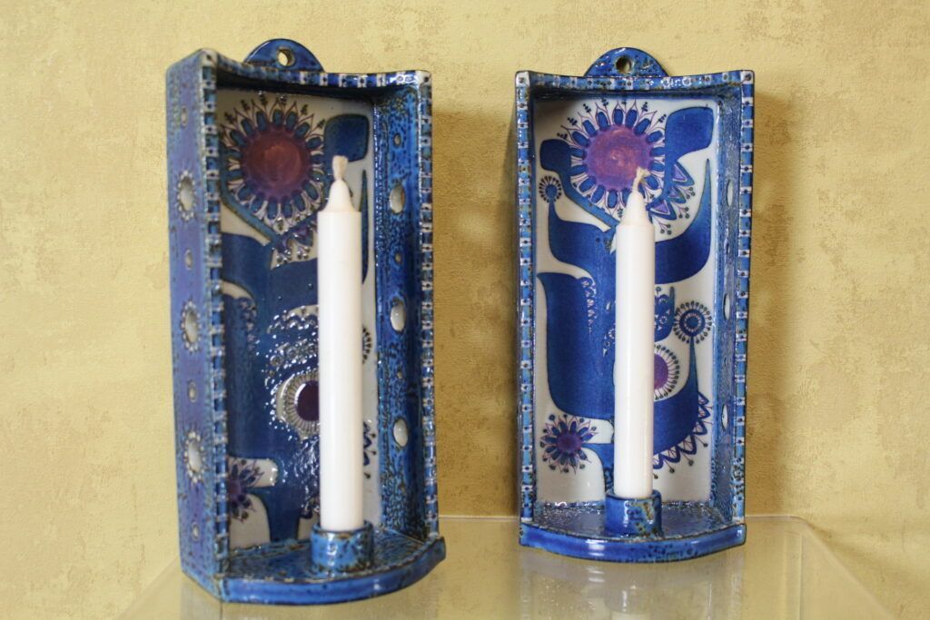 Pair Of Late 1960’s Royal Copenhagen Lustre Candle Holders By Berte Jessen