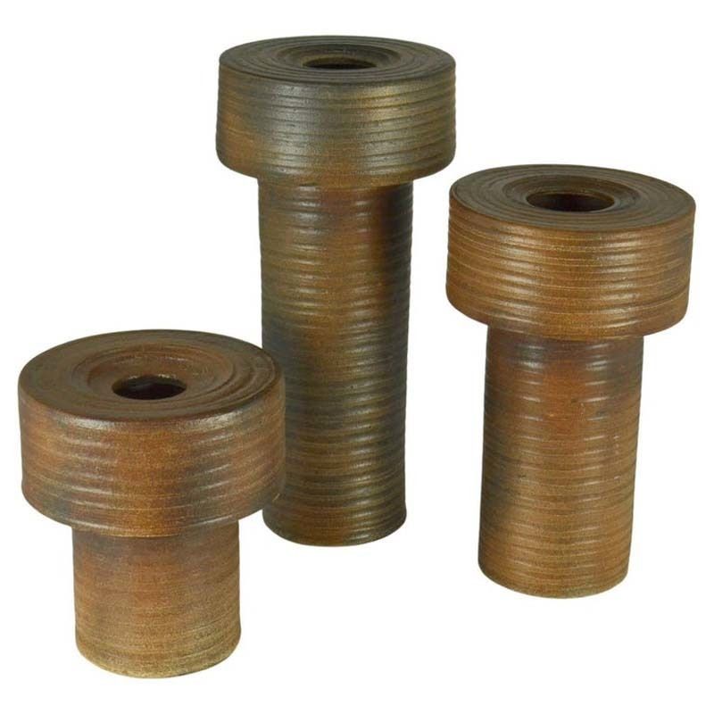 Set Of Treetall Cylinder Vases In Earth Tones