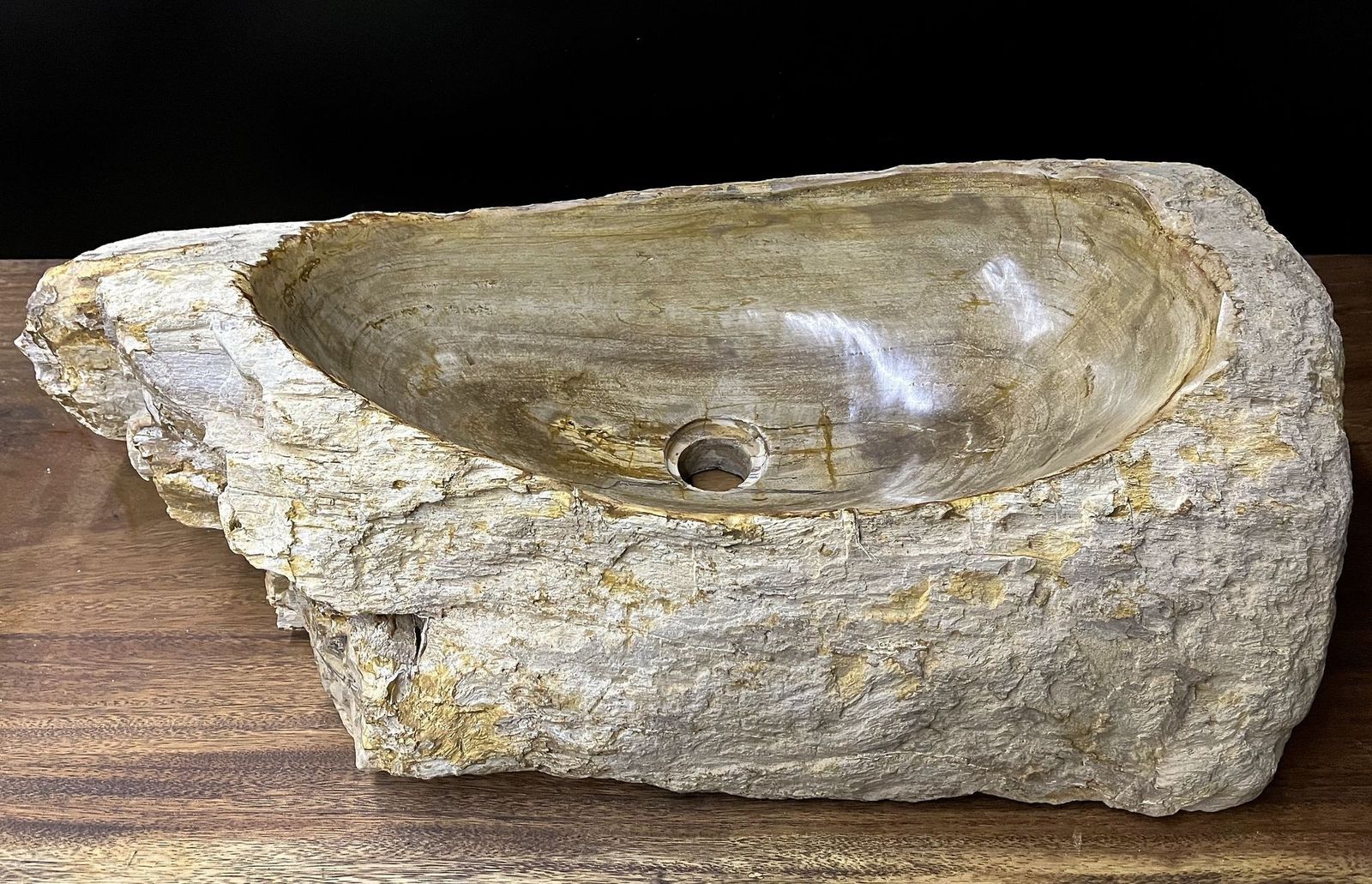 Petrified Wood Sink Organic Modern In Grey/ Beige/ Brown Tones, Top Quality photo vinterior