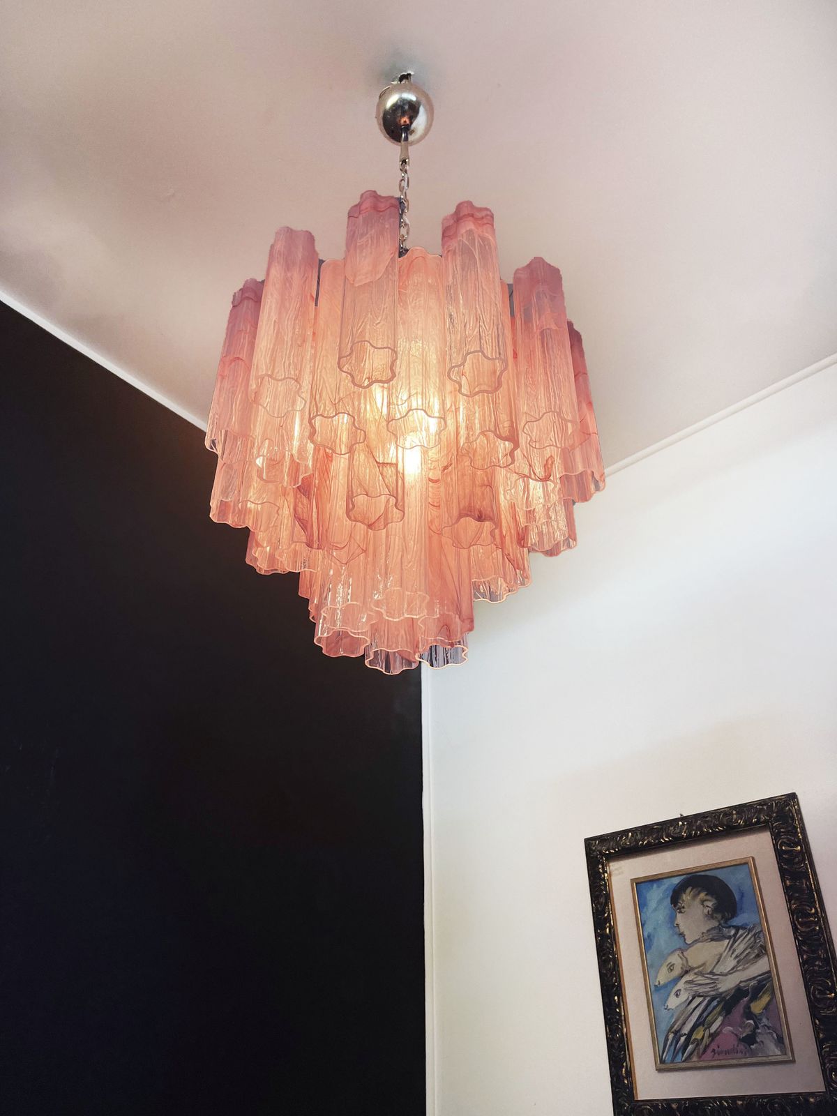 Fantastic Glass Tube Chandelier   36 Albaster Pink Glasses photo furniture
