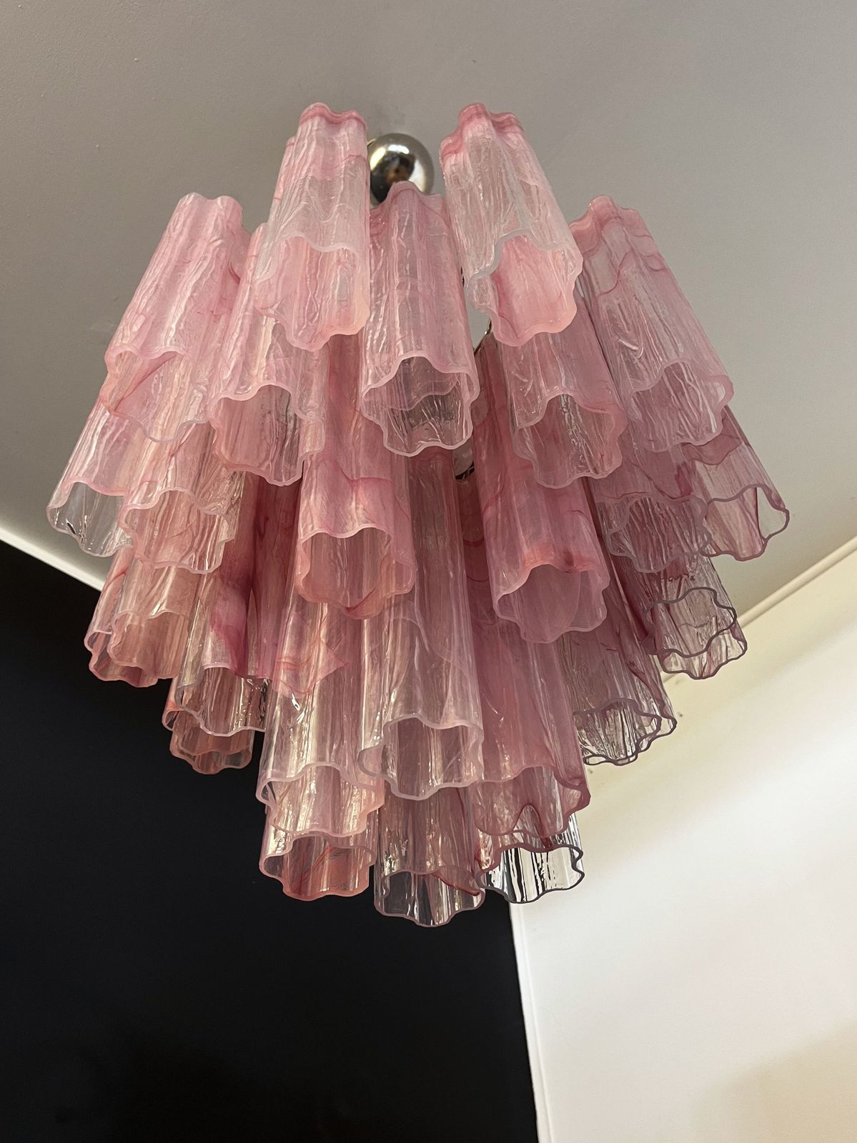 Fantastic Glass Tube Chandelier   36 Albaster Pink Glasses photo Lighting