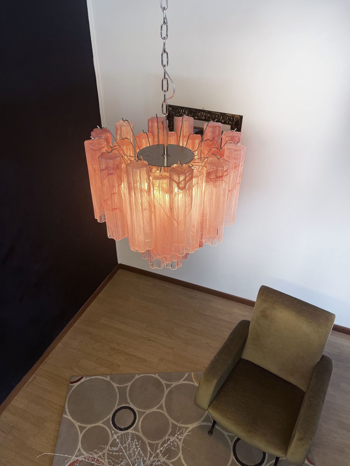 Fantastic Glass Tube Chandelier   36 Albaster Pink Glasses photo vintage