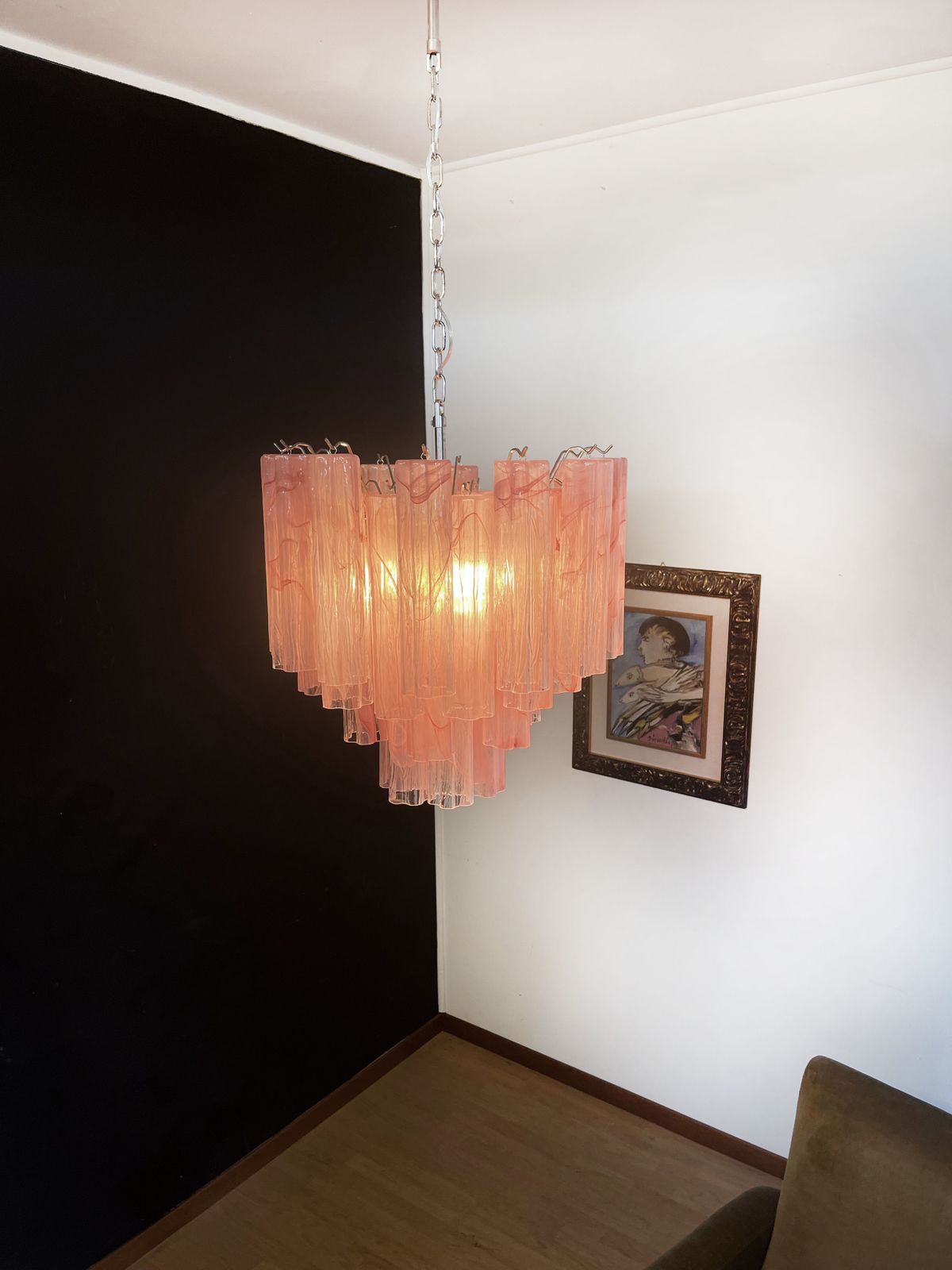 photo buy Fantastic Glass Tube Chandelier   36 Albaster Pink Glasses