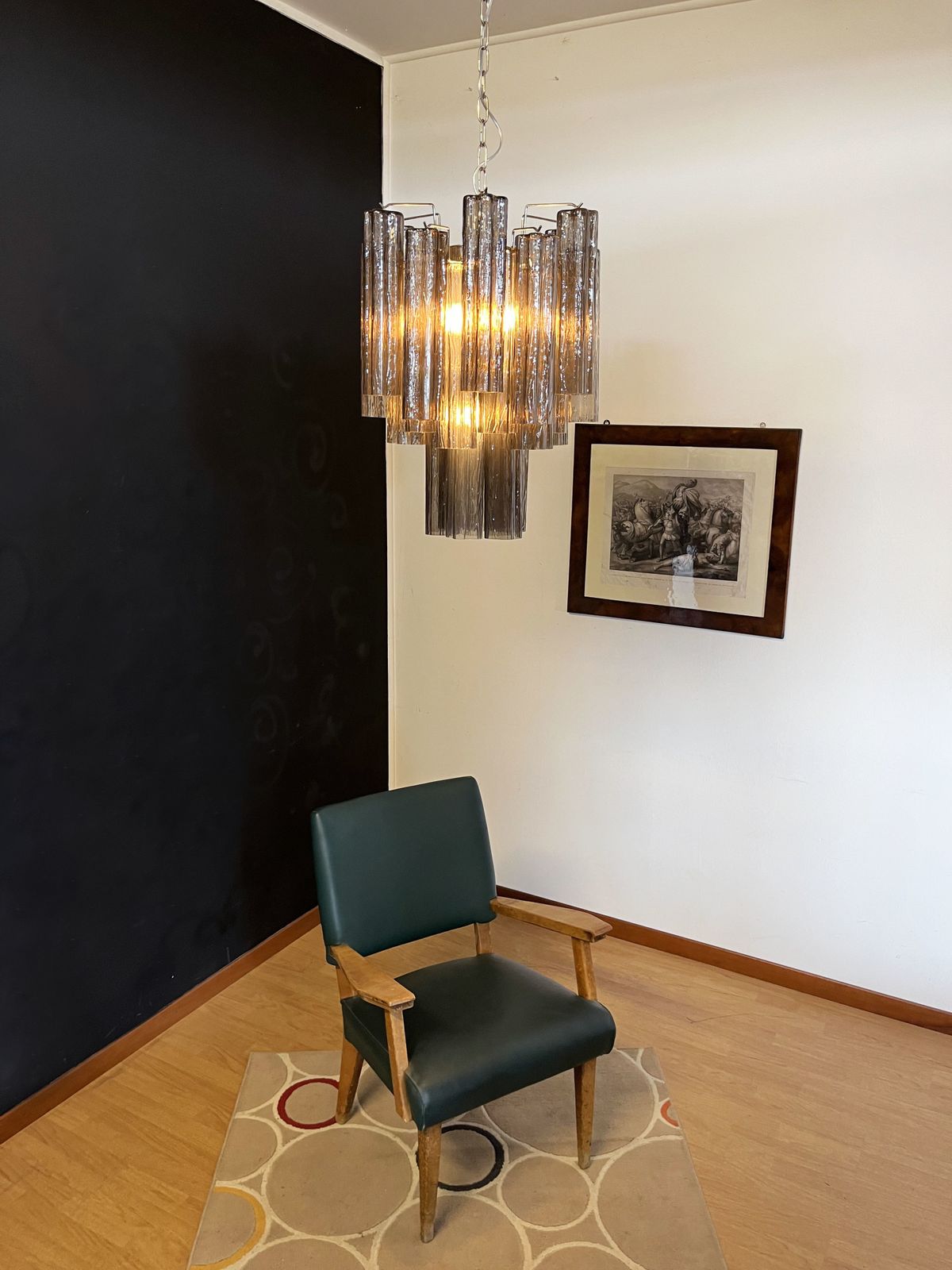 photo for sale Fantastic Murano Smoked Glass Tube Chandelier