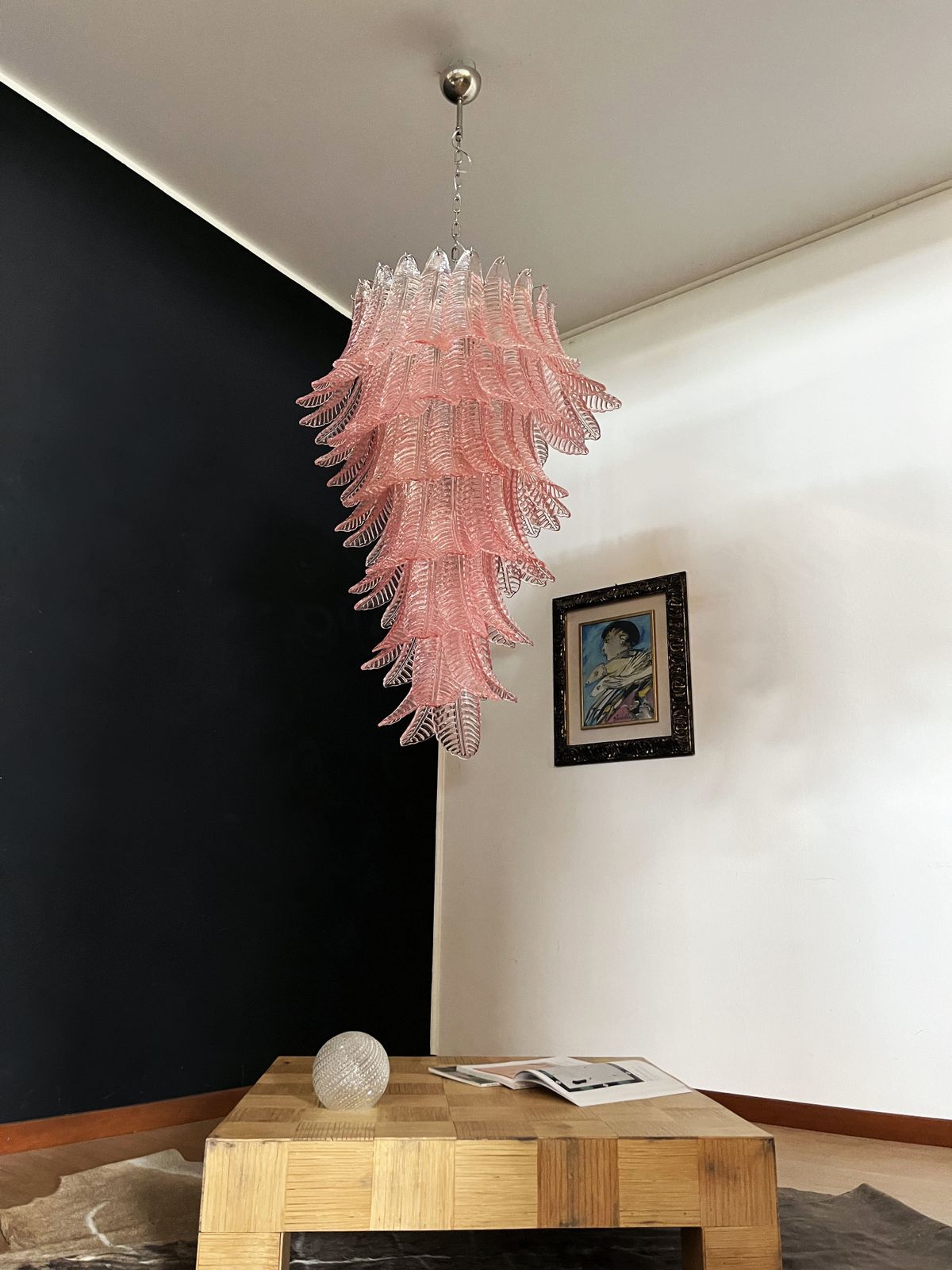 Huge Italian Murano Felci Glass Spiral Chandelier   83 Pink Glasses photo vinterior