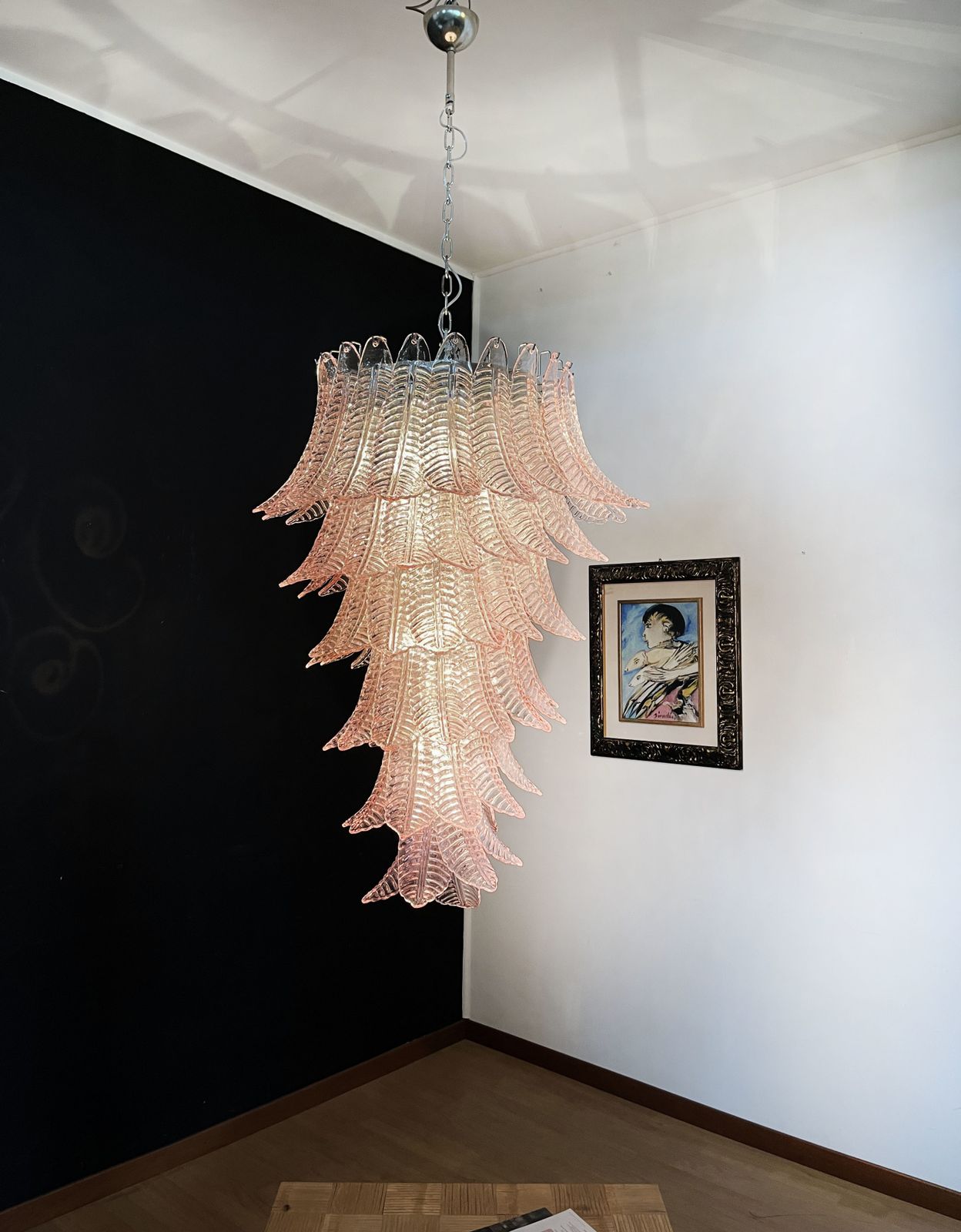 Lighting Huge Italian Murano Felci Glass Spiral Chandelier   83 Pink Glasses photo