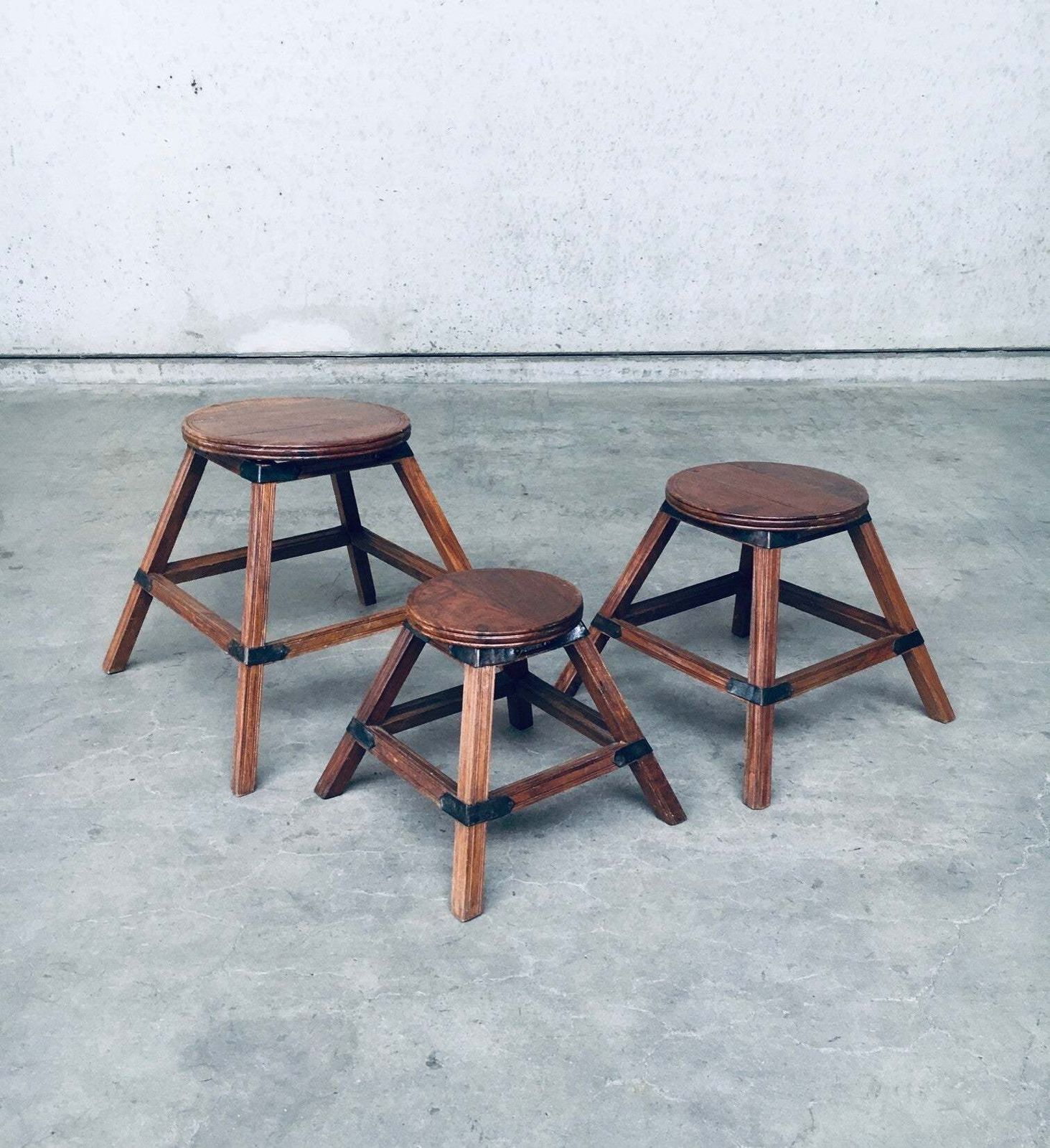 Handgemaakt Wabi Sabi Stijl Nesttafelset, Frankrijk, Ca. Jaren 1950 photo buy