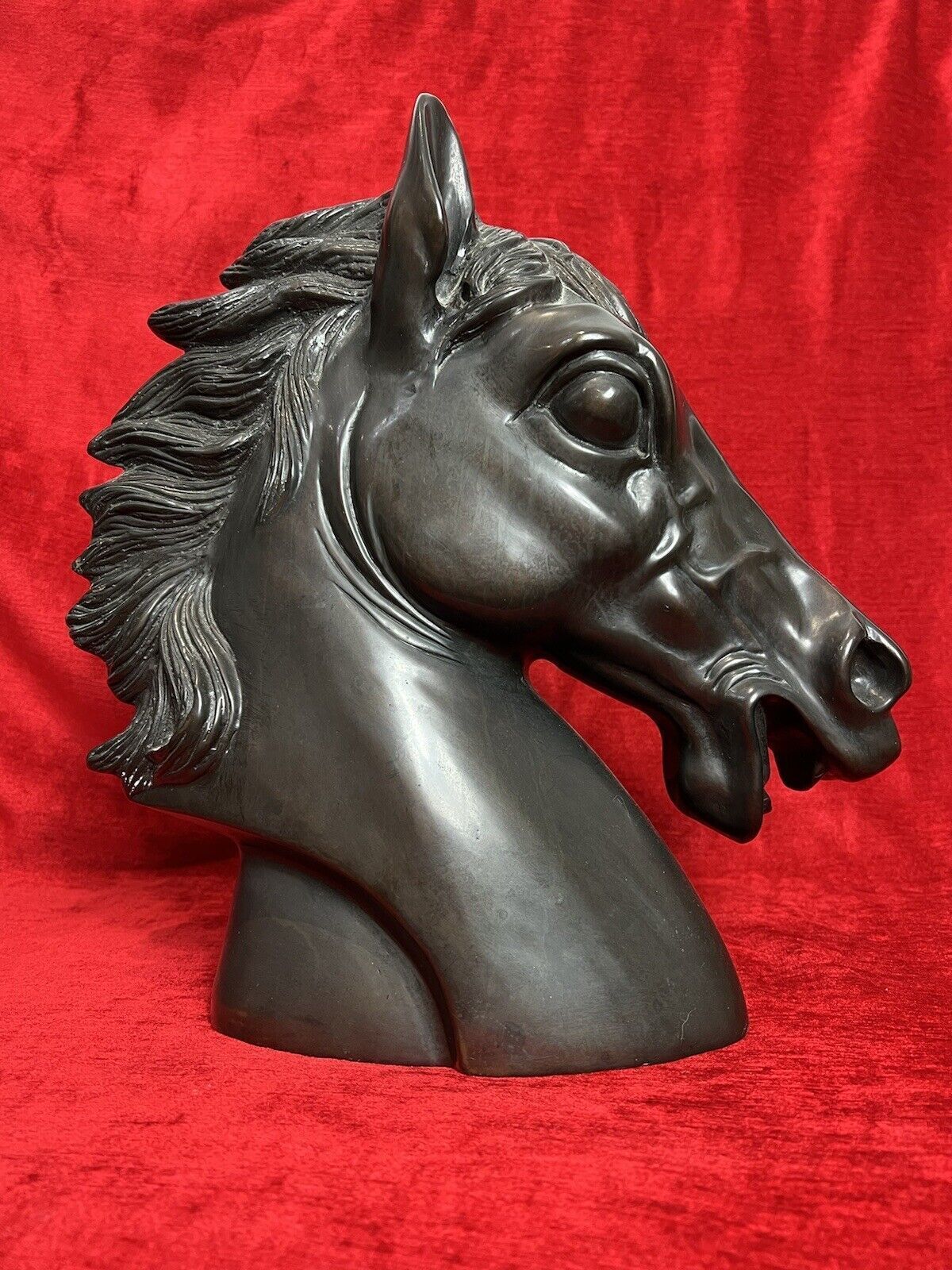 Early 20th Century Large Bronze Horse Head Showpiece photo Art