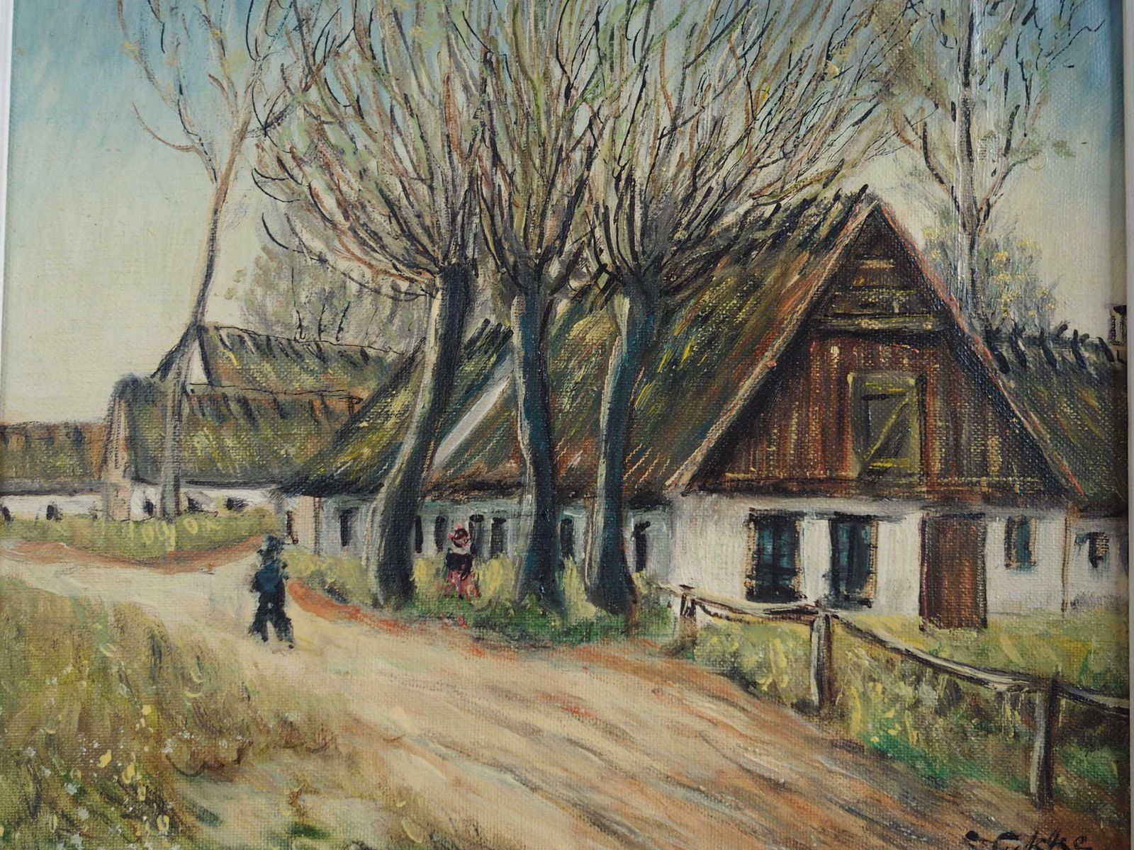 Schilderij „The Farm Under The Willows", Scandinavisch Design, Jaren 1960 photo for sale