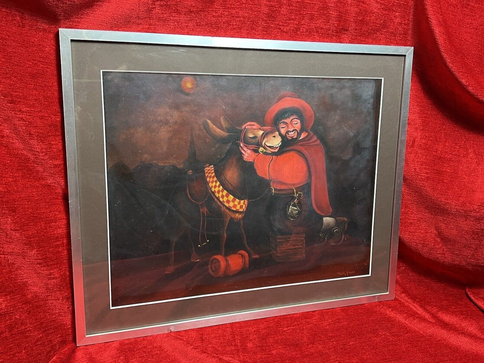 20th Century Fine Art Martin Trainer Oil Painting Of Matador With Mule photo vintage