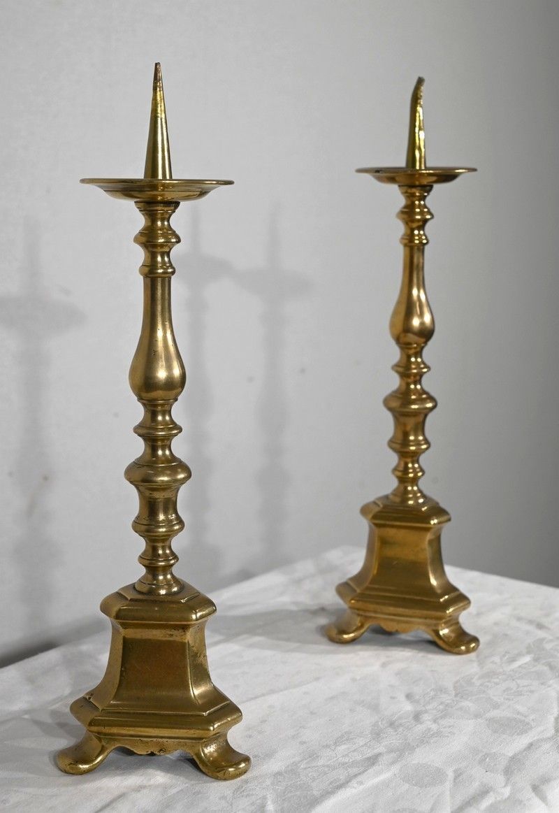 Pair Of Candlesticks In Gilt Bronze Mid 19th Century photo for sale