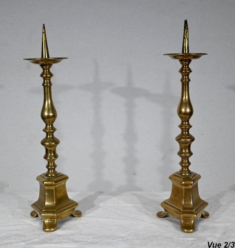 photo vinterior Pair Of Candlesticks In Gilt Bronze Mid 19th Century