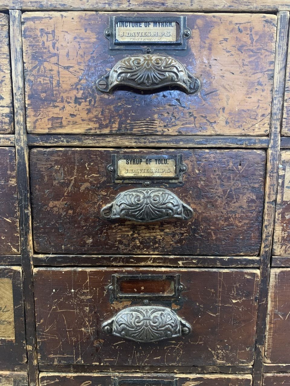 Large Bank Of 19th Century Wooden Drawers photo buy