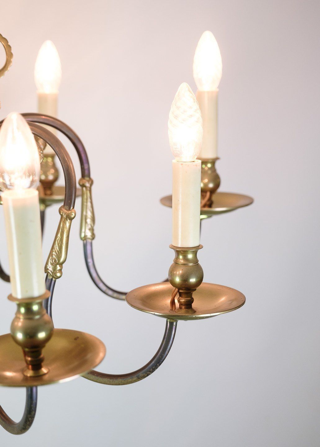 Church Chandelier With Eight Arms In Brass From 1920s photo for sale