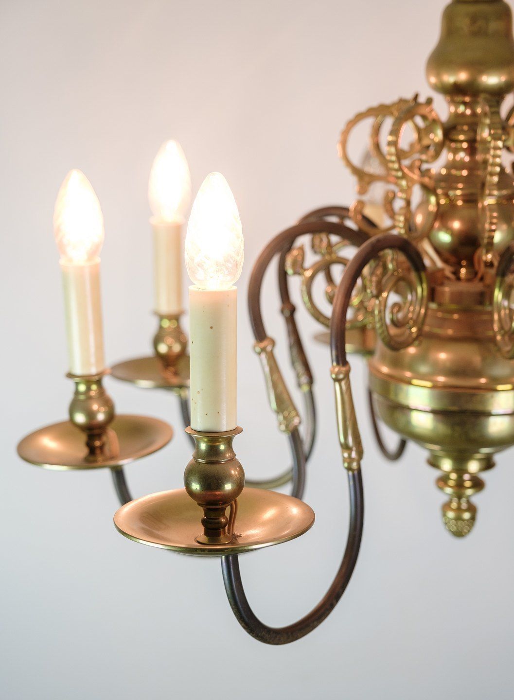 Church Chandelier With Eight Arms In Brass From 1920s photo Lighting