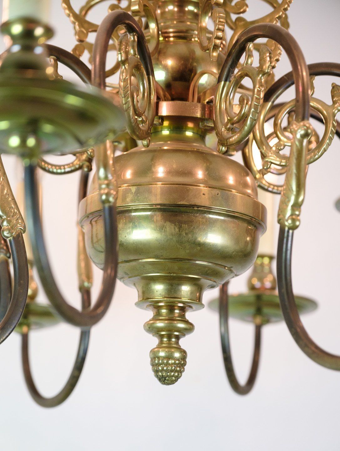 Church Chandelier With Eight Arms In Brass From 1920s photo vinterior