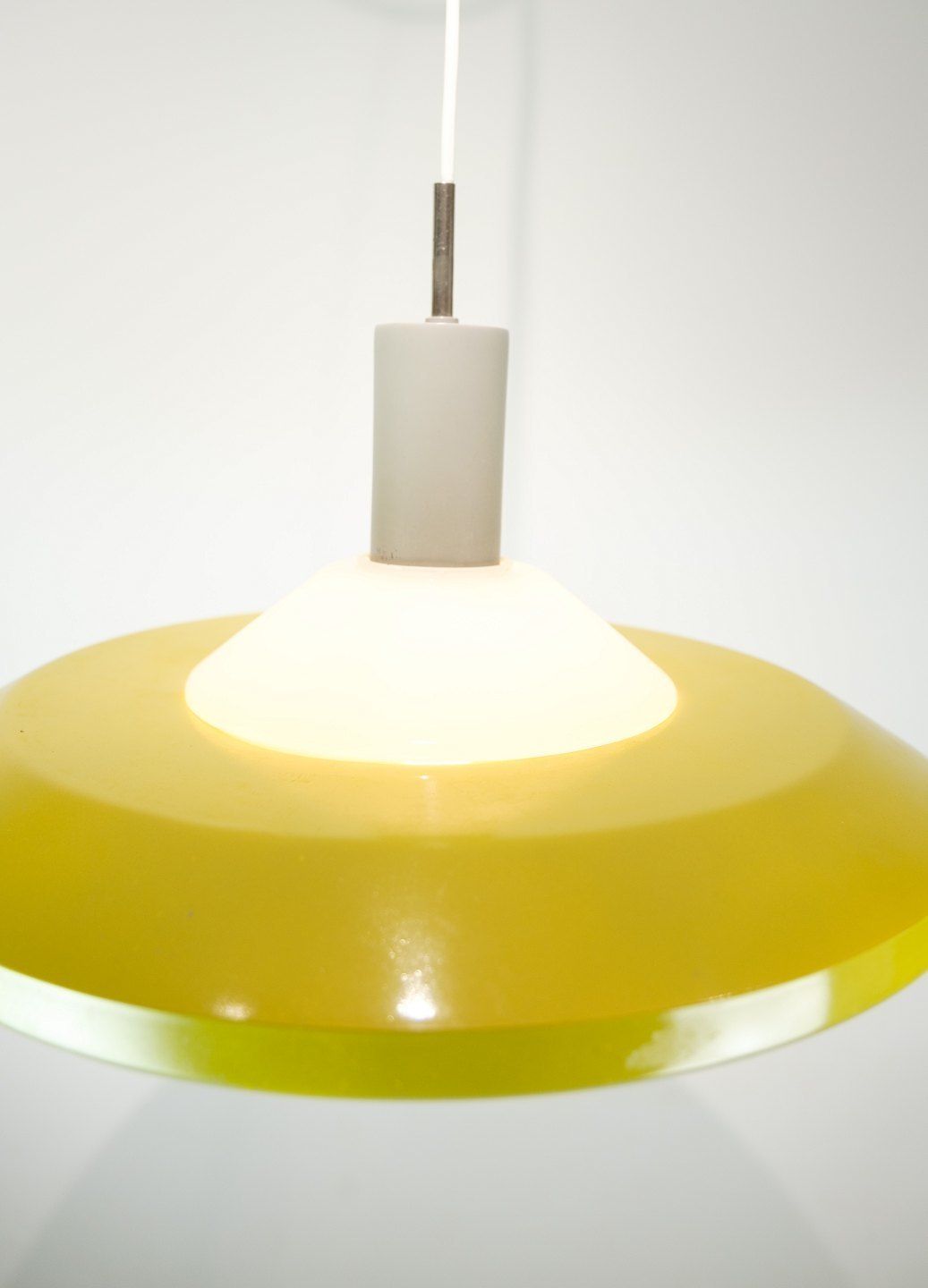 Stockholm Pendant Yellow Lacquer  Opal Glass By Louis Poulsen From 1960s. photo 580.0
