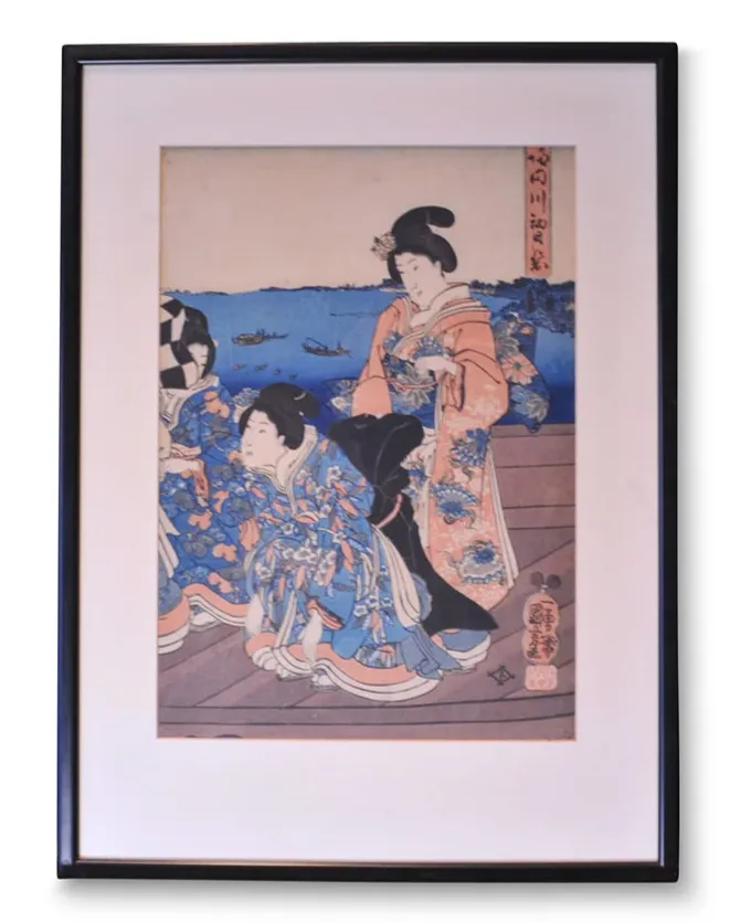 Utagawa Kuniyoshi (1798 1861) Framed Japanese Woodcut Dated 1841 From The Utagawa School Ol