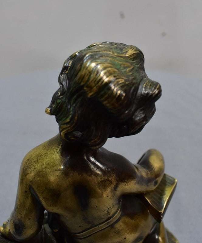 830.18 Bronze Child Musician   Late 19th Century photo