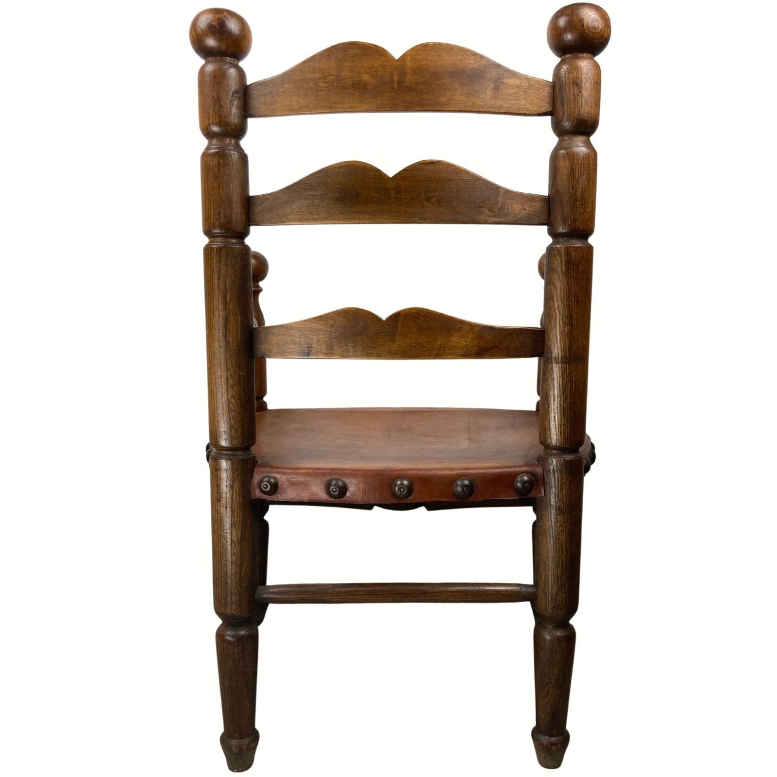photo buy Rustic French Farm Chair, Leather Seat In The Manner Of Charles Dudouyt